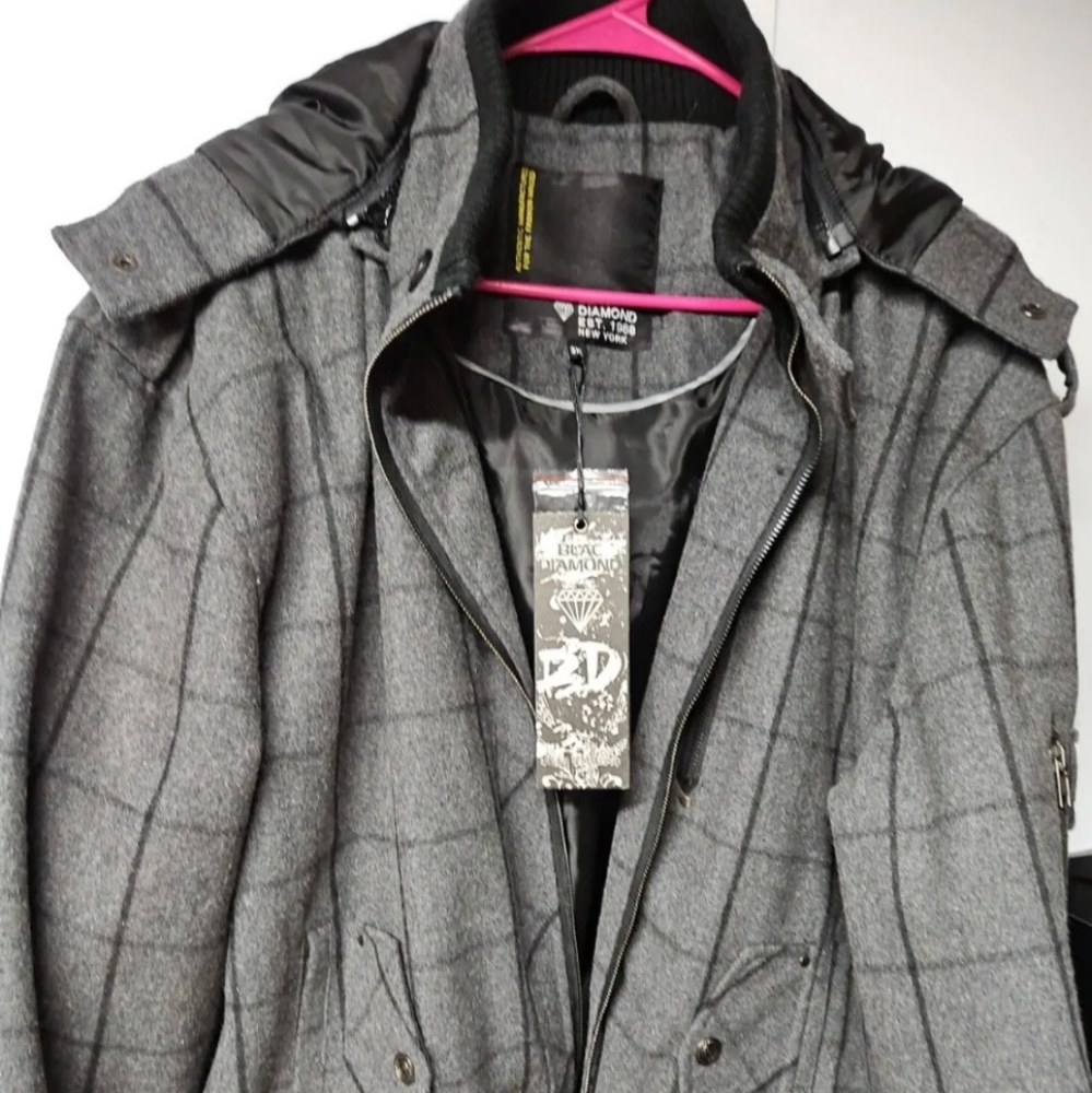 1988 New York Jacket With Hoodie. Grey Color Size XL